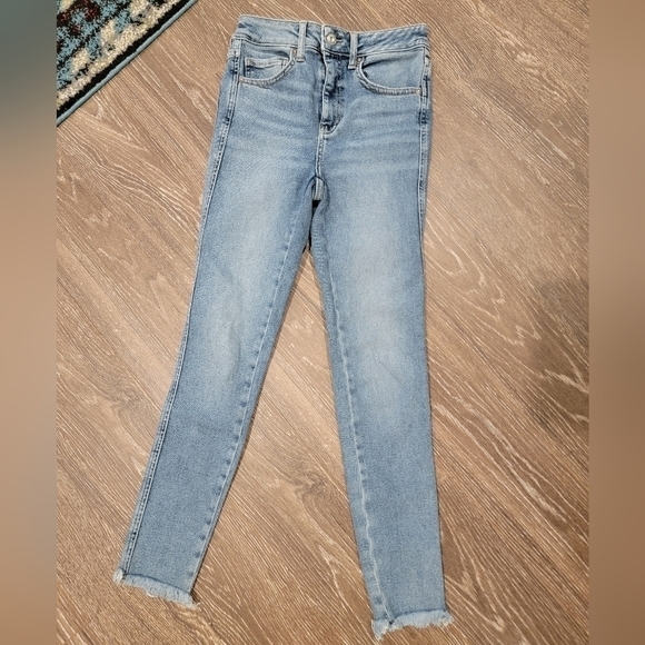 FREE PEOPLE size 26 Denim frayed Straight stretch NWOT - Picture 2 of 6